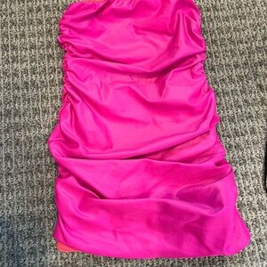 Fuchsia Strapless Ruched Tube Dress